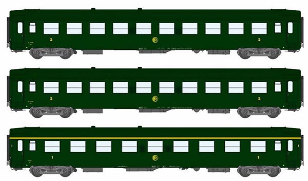REE Modeles VB-064.1 - 1/2 Class French 3pc Passenger Coach Set